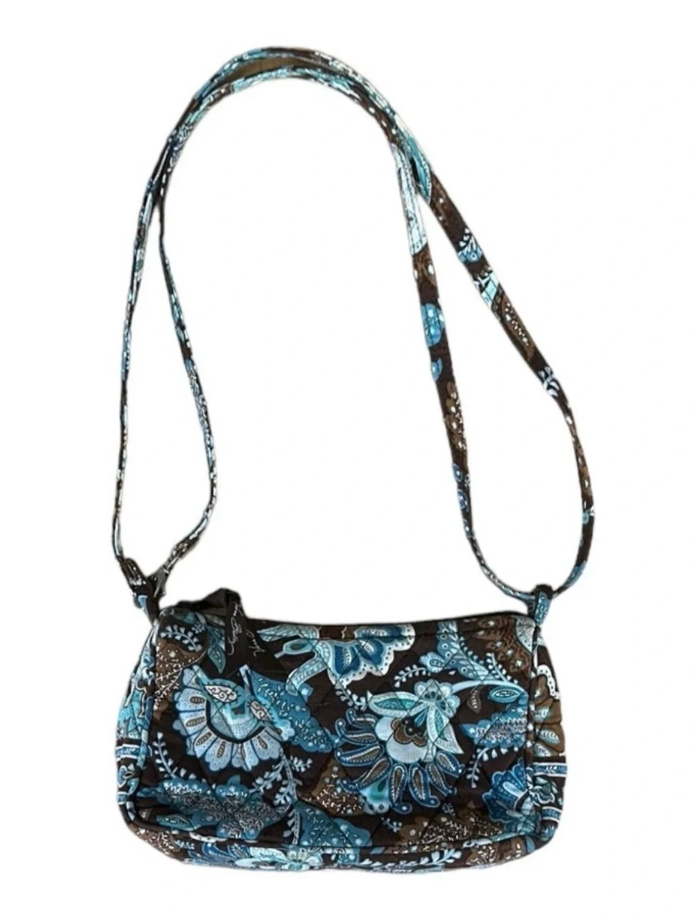 Vera Bradley Java Blue Brown Turquoise Retired Pattern Small Shoulder Bag - Picture 2 of 4